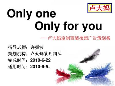 卢大妈定制西装校园广告策划案PPT